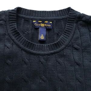 Club Room  solid navy colour cabled cotton crew neck pullover  Sz  M